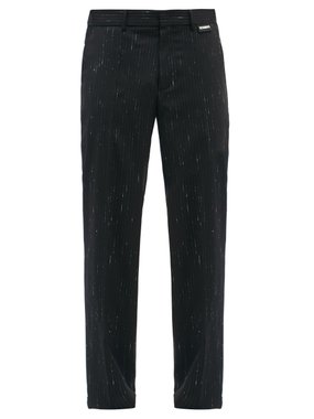 Vetements Pinstripe wool-blend wide-leg trousers