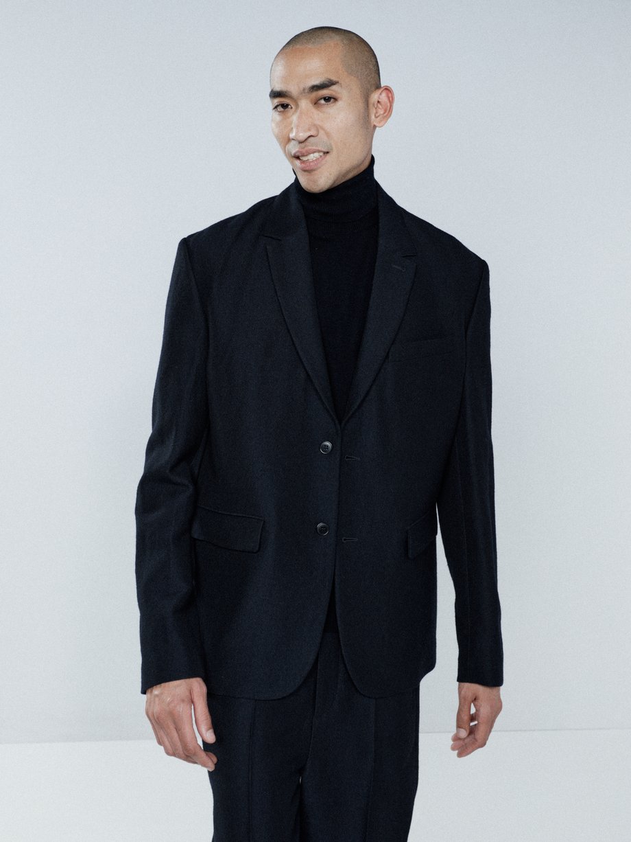 Navy Loose-fit virgin-wool textured blazer | Raey | MATCHES UK