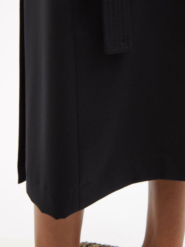 Raey Belted A-line wool wrap skirt