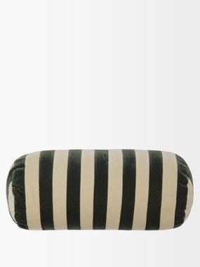 Christina Lundsteen Striped cotton-velvet bolster cushion