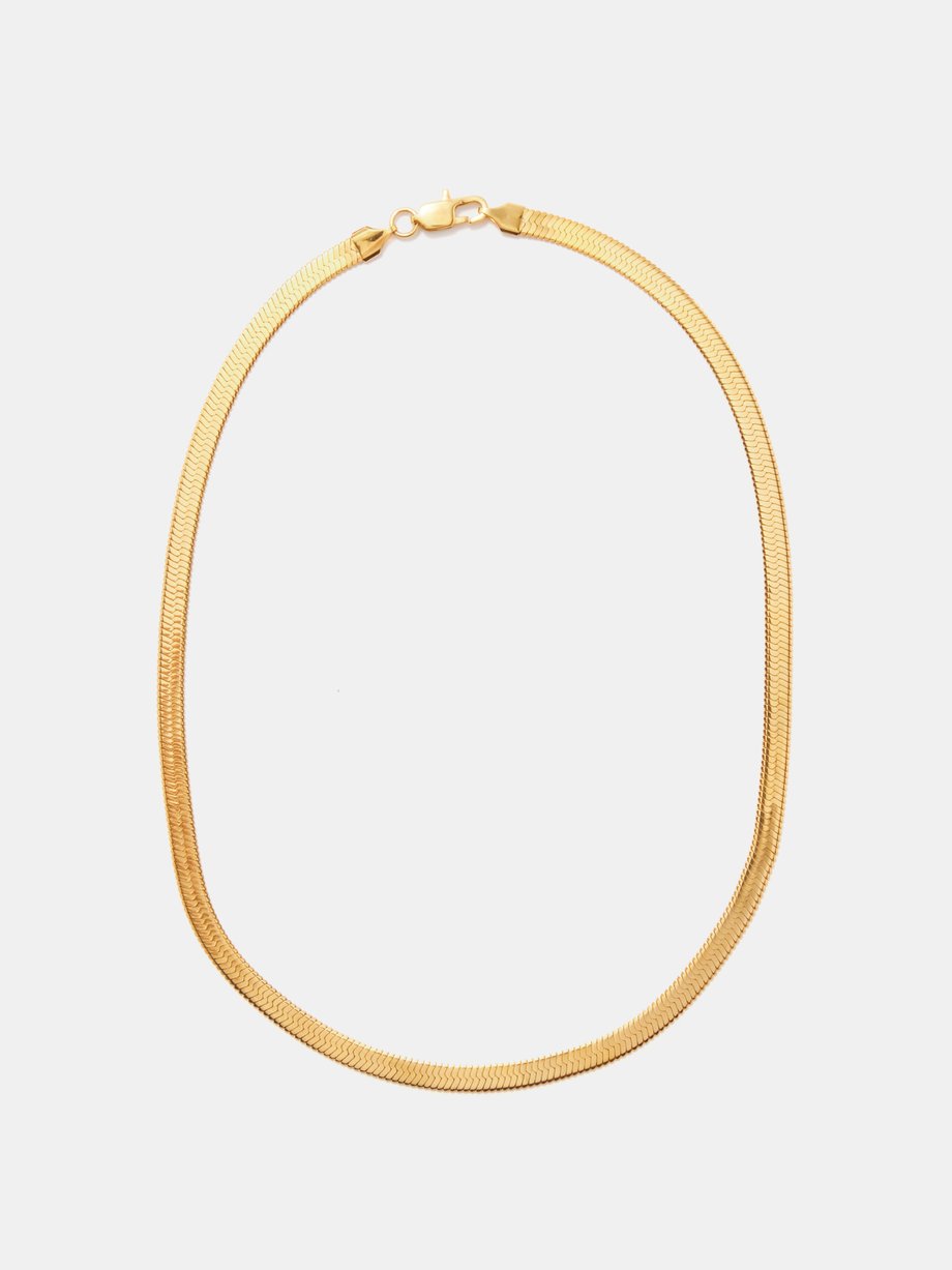 FALLON Hailey short 18kt gold-plated herringbone necklace