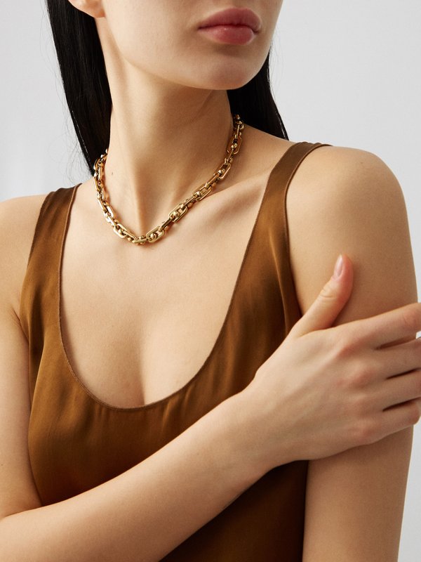 FALLON Bolt-chain 18kt gold-plated necklace