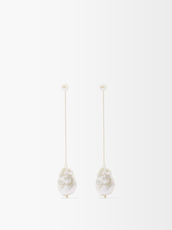 Mateo Duality baroque-pearl & 14kt gold drop earrings