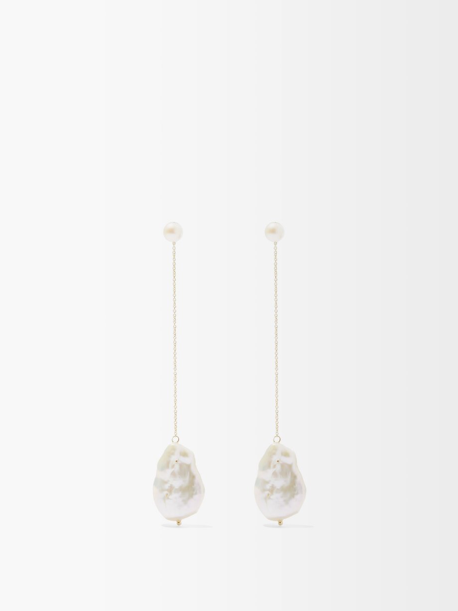 Mateo Duality baroque-pearl & 14kt gold drop earrings