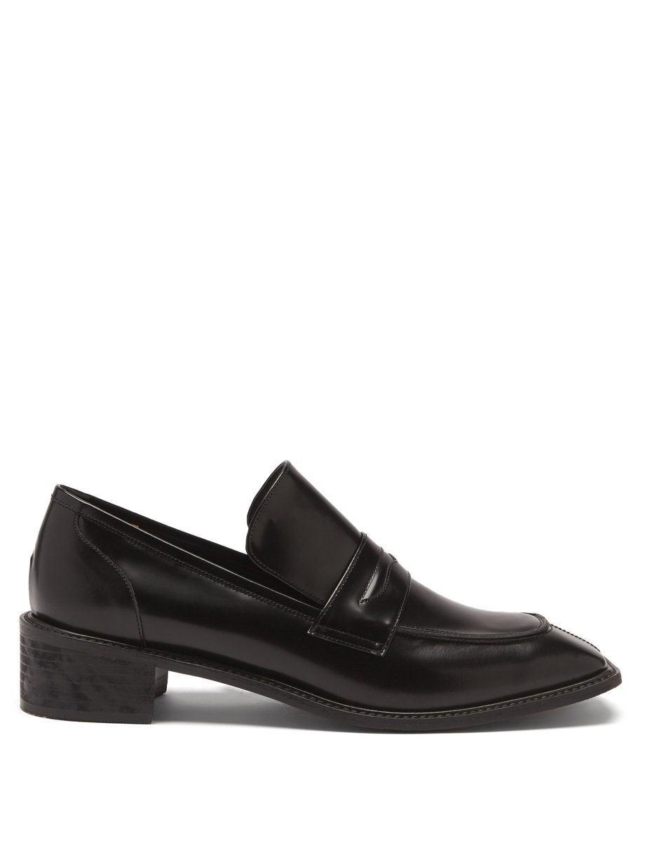 Black Derrick square-toe leather loafers | Osoi | MATCHES UK