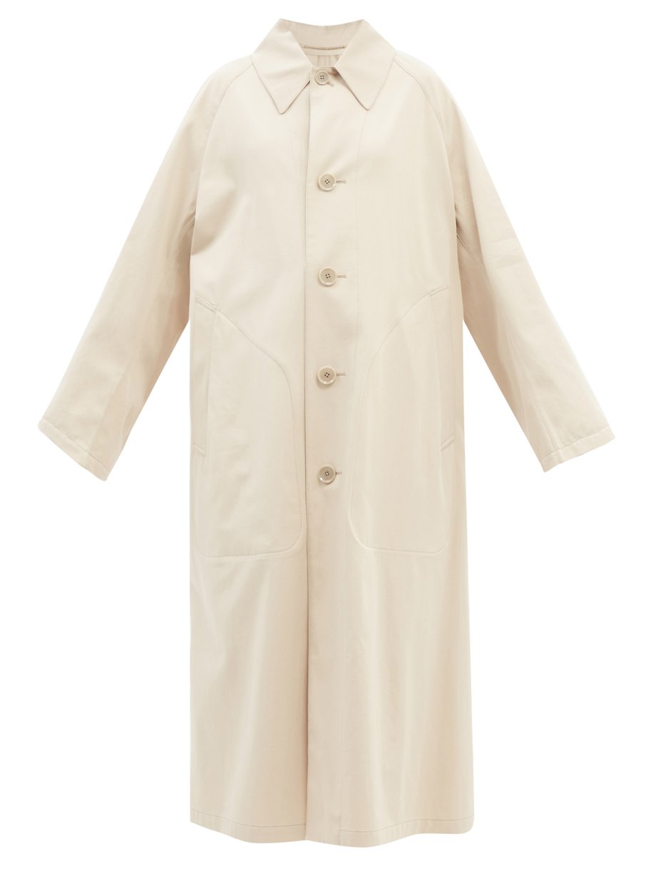 Neutral Raglan-sleeve cotton-gabardine raincoat | Lemaire ...