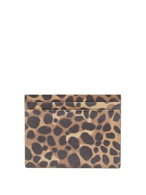 Christian Louboutin Kios cone-stud leopard-print leather cardholder