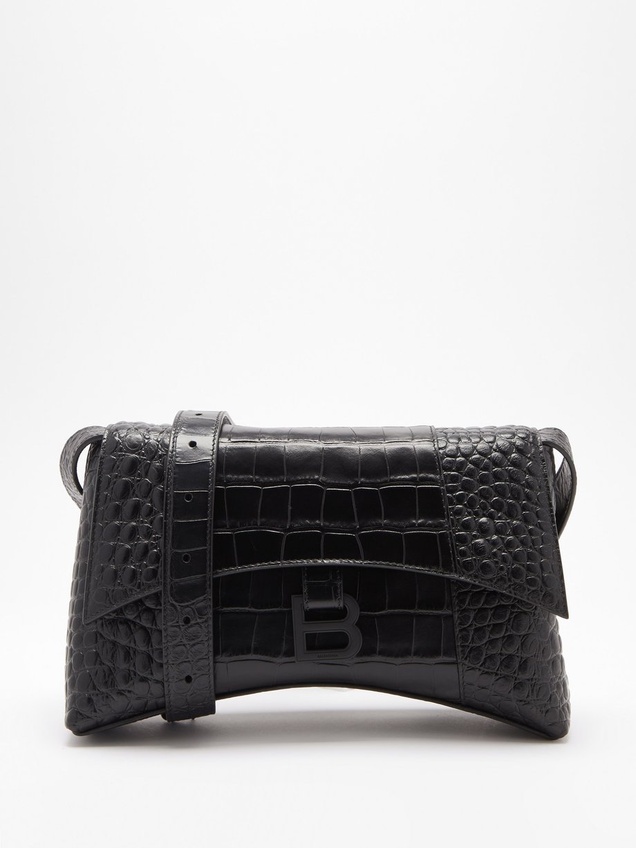 Black Downtown XS crocodile-effect leather bag | Balenciaga | MATCHES UK