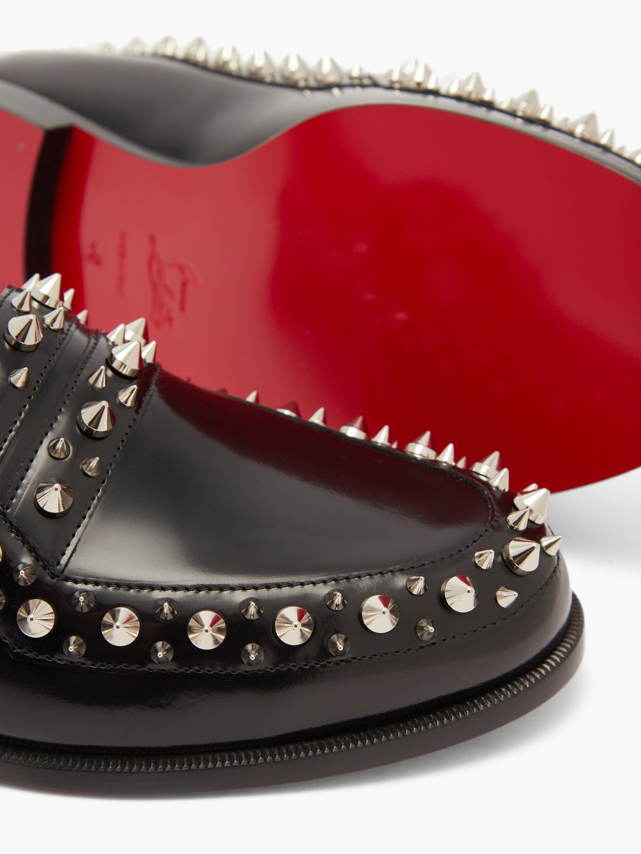 CHRISTIAN LOUBOUTIN Black Rolling Spikes Leather Loafers Size 6/36 $1295  Retail