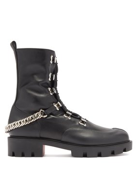 Christian Louboutin Pavleta Black Canvas And Leather Boots New