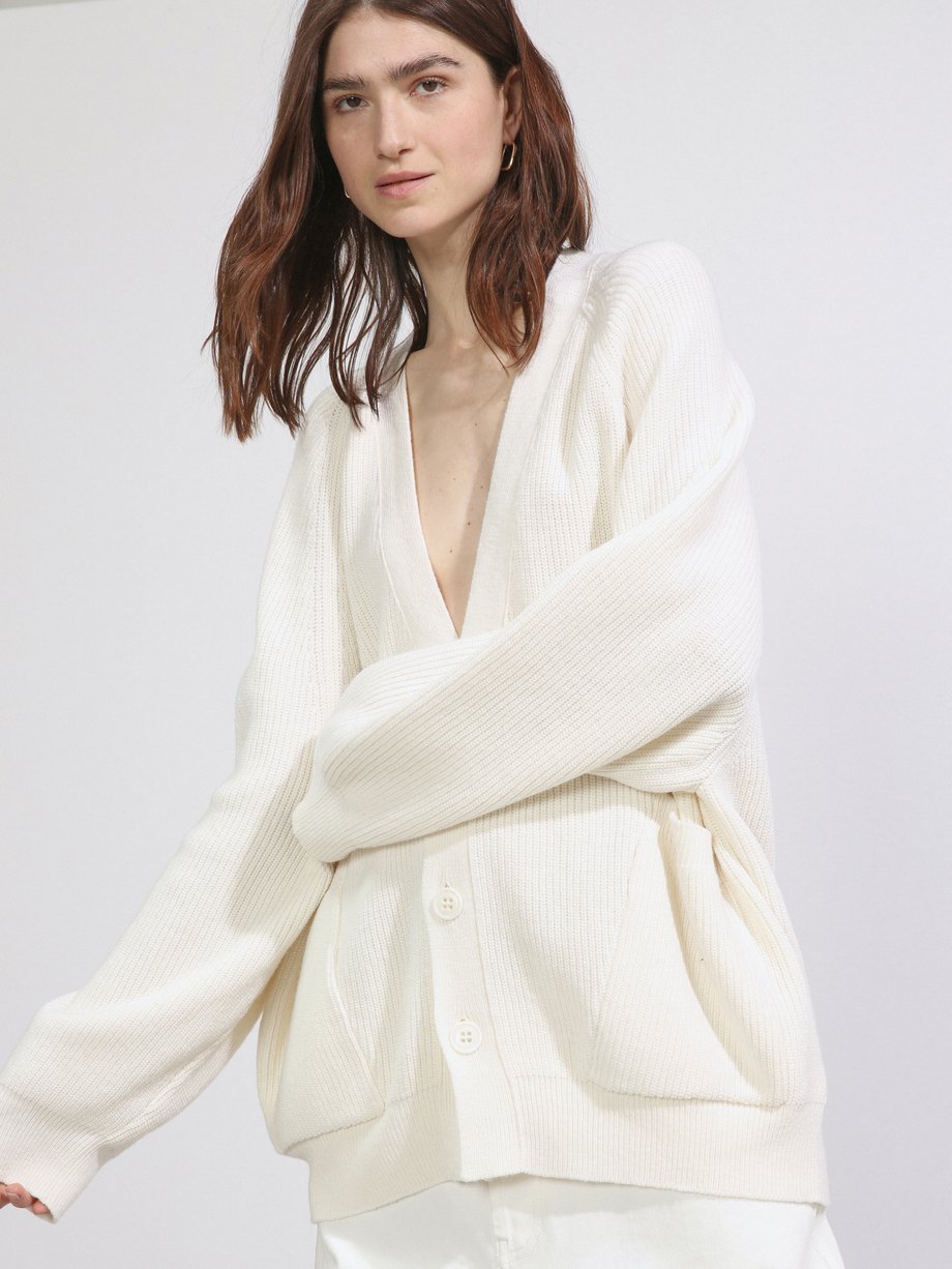 White Wool-blend pocket front cardigan | Raey | MATCHESFASHION UK