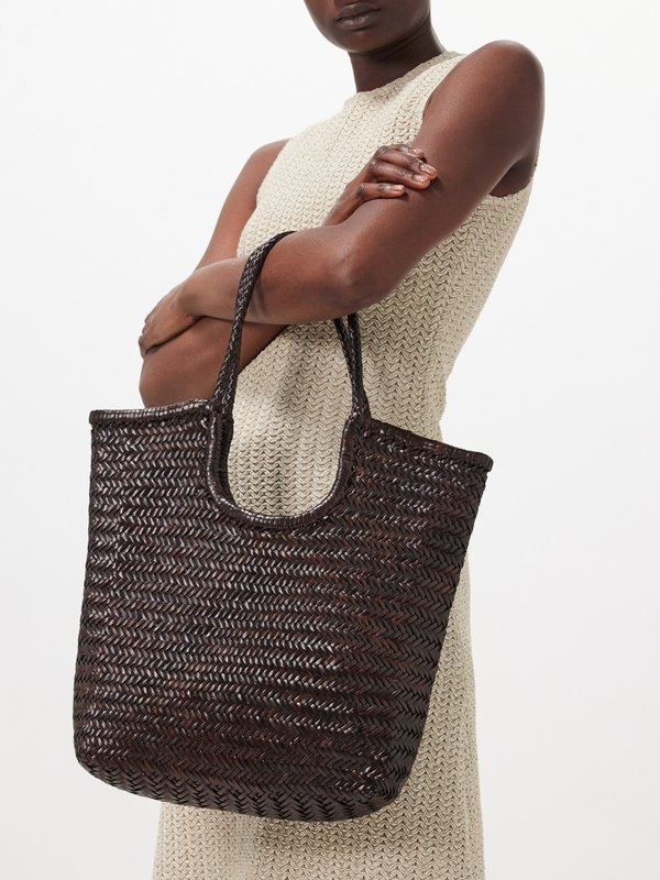 Brown Triple Jump woven-leather tote bag | Dragon Diffusion | MATCHES UK