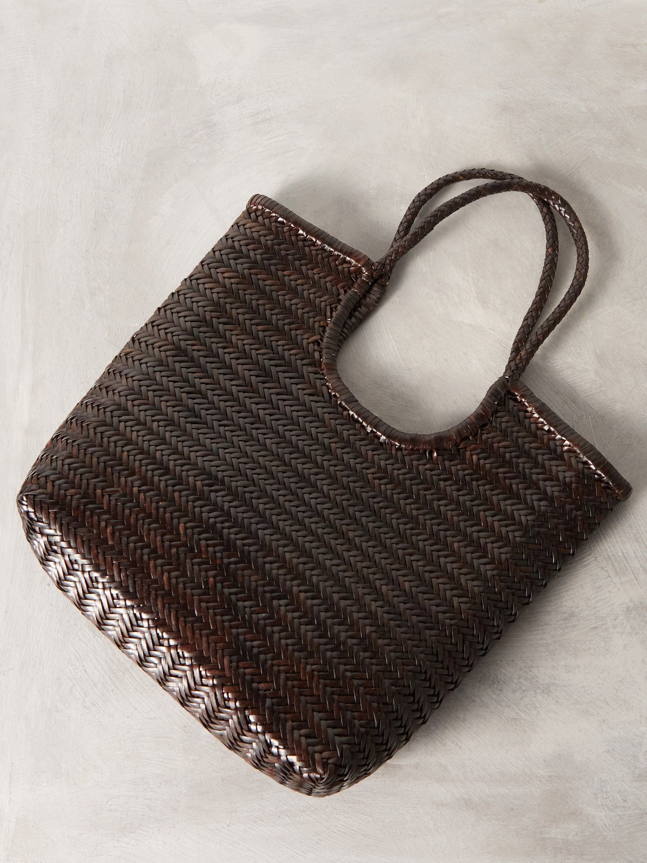 Dragon Diffusion Nantucket Large Woven-leather Basket Bag In Brown