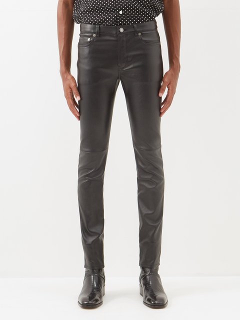 Skinny-fit stretch leather pants in black - Saint Laurent