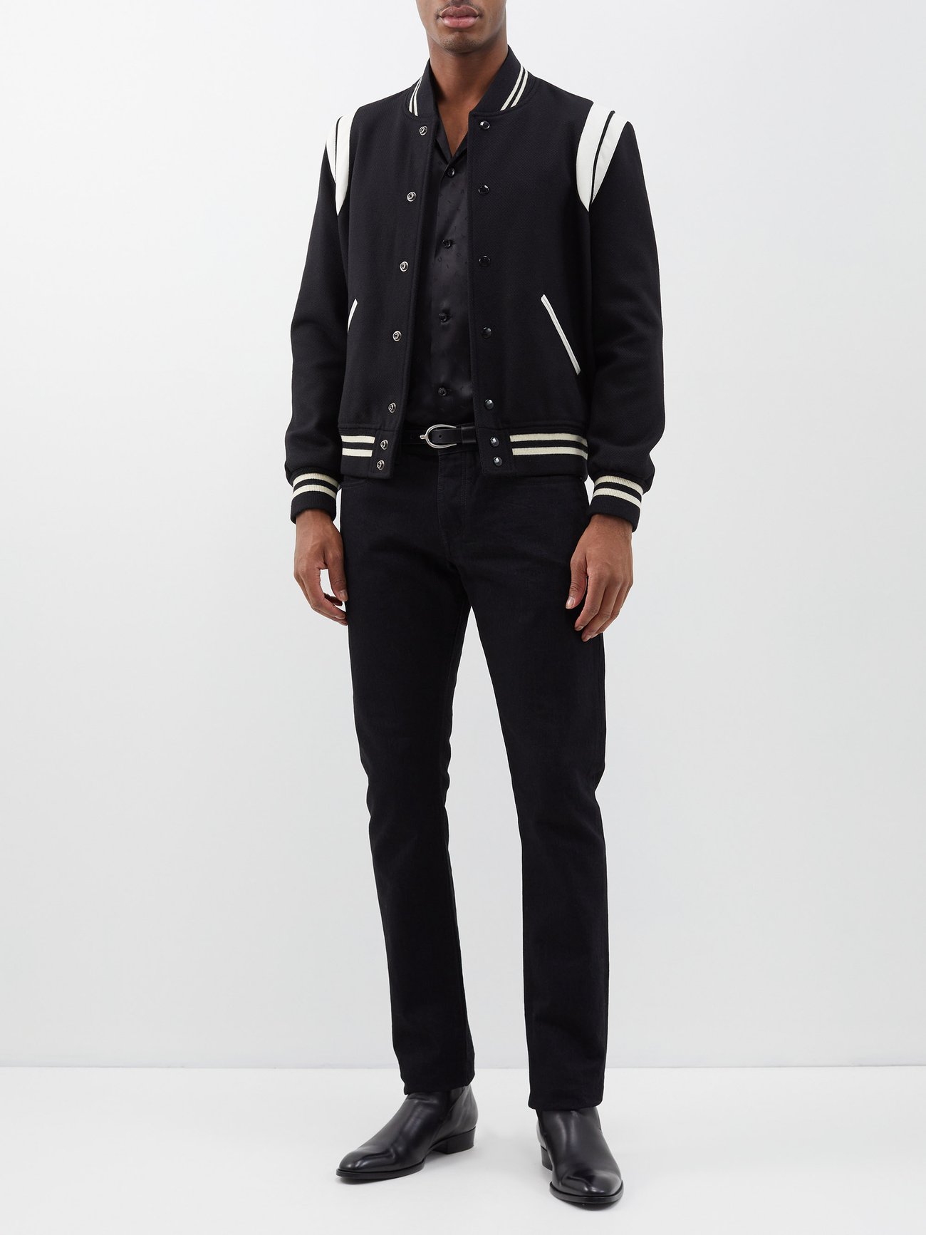 Saint Laurent All-Black Wool Teddy Jacket –