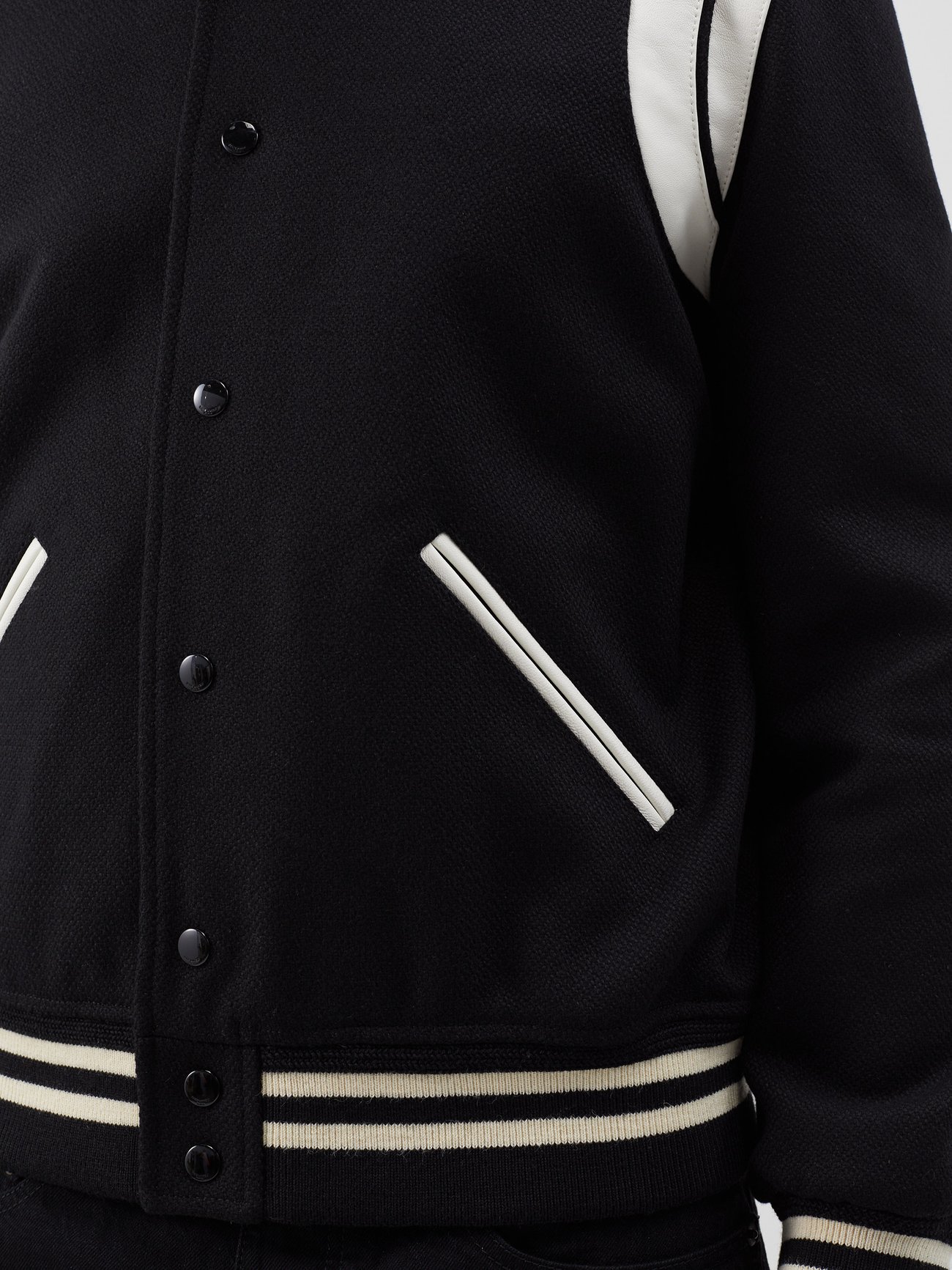 Teddy Wool Blend Varsity Jacket in White - Saint Laurent
