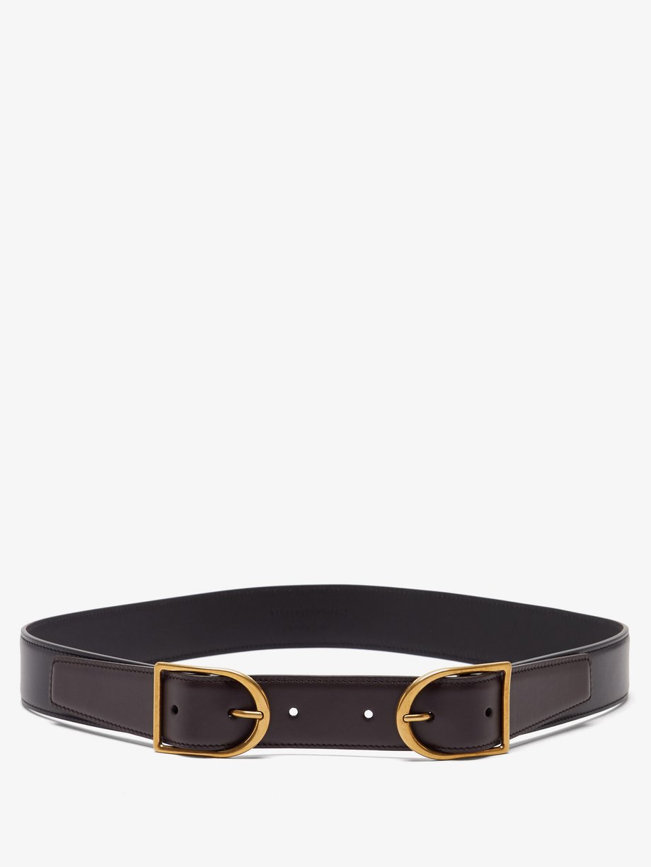 Black Double-buckle leather belt | Saint Laurent | MATCHESFASHION UK