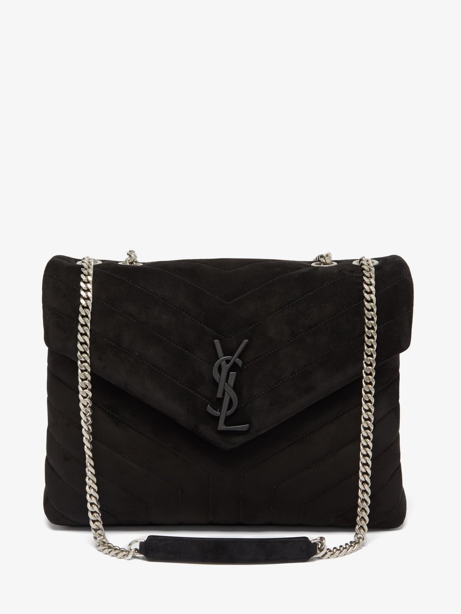 SAINT LAURENT Loulou Quilted-Suede Bag