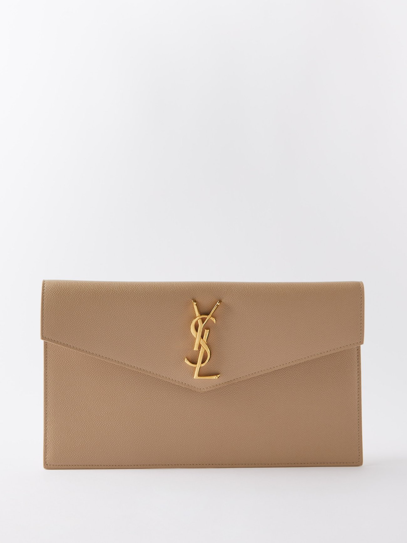 Saint Laurent Monogram Envelope Clutch Bag - Neutrals Size