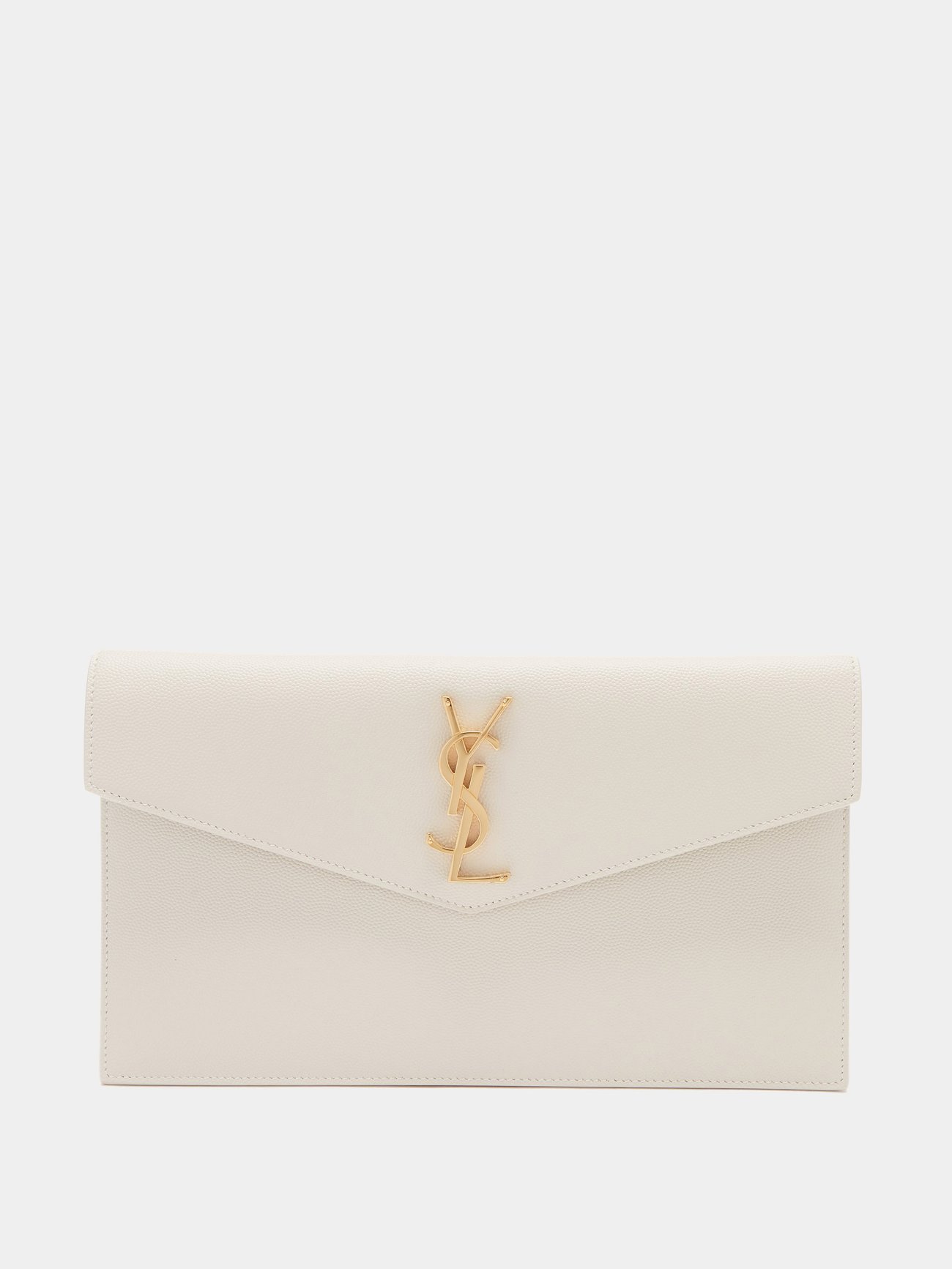 Saint Laurent Uptown Leather Clutch - White