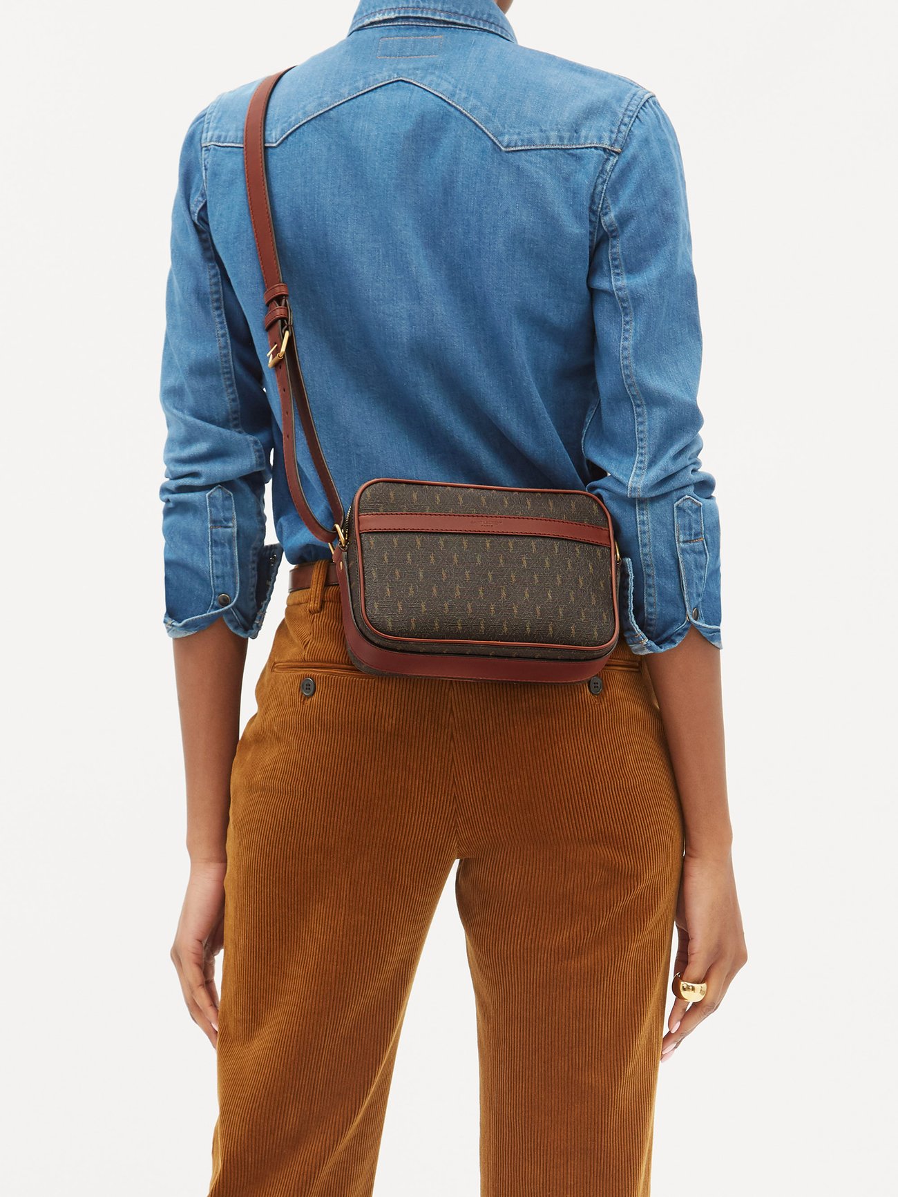 Brown Le Monogramme coated-canvas cross-body bag