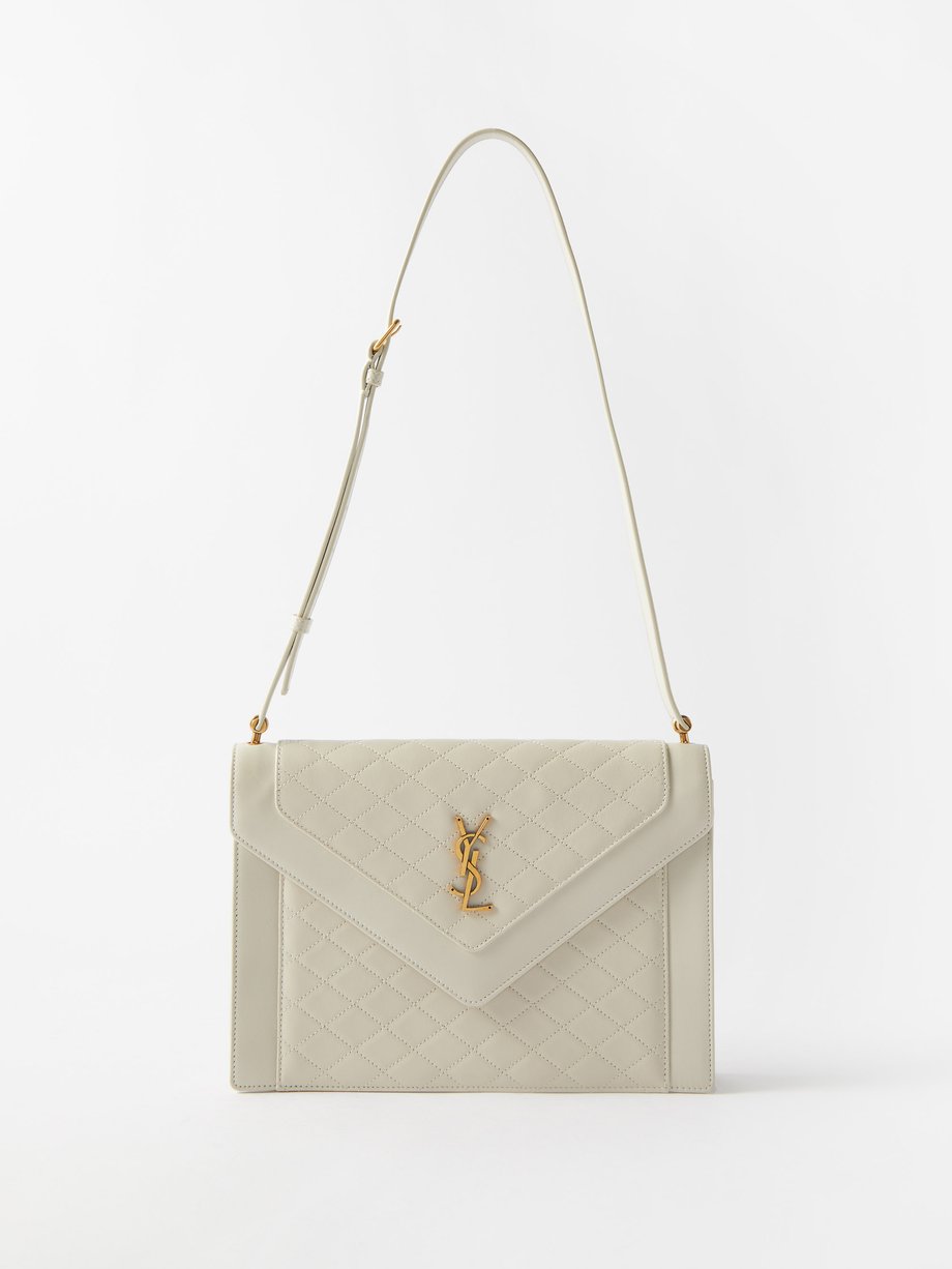 Saint Laurent Gaby Mini Ysl Quilted Leather Satchel Bag Blanc Vintage