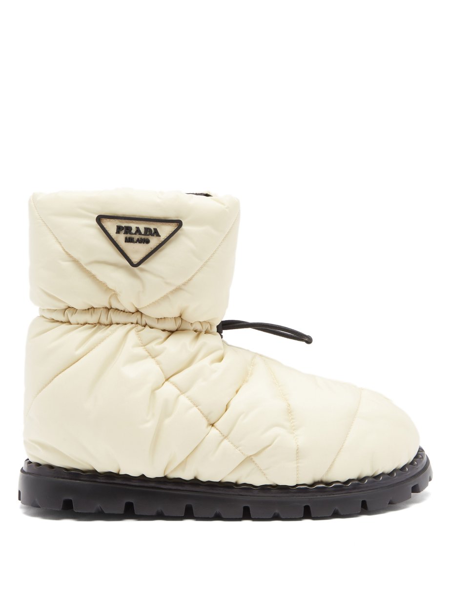 Quilted Nylon Snow Boots in White - Prada