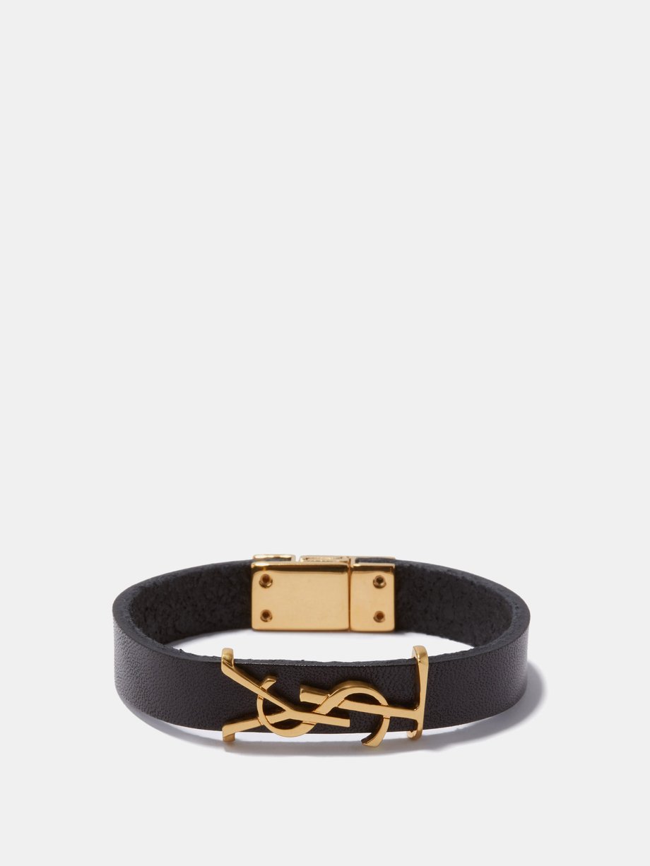 Saint Laurent YSL-plaque leather bracelet