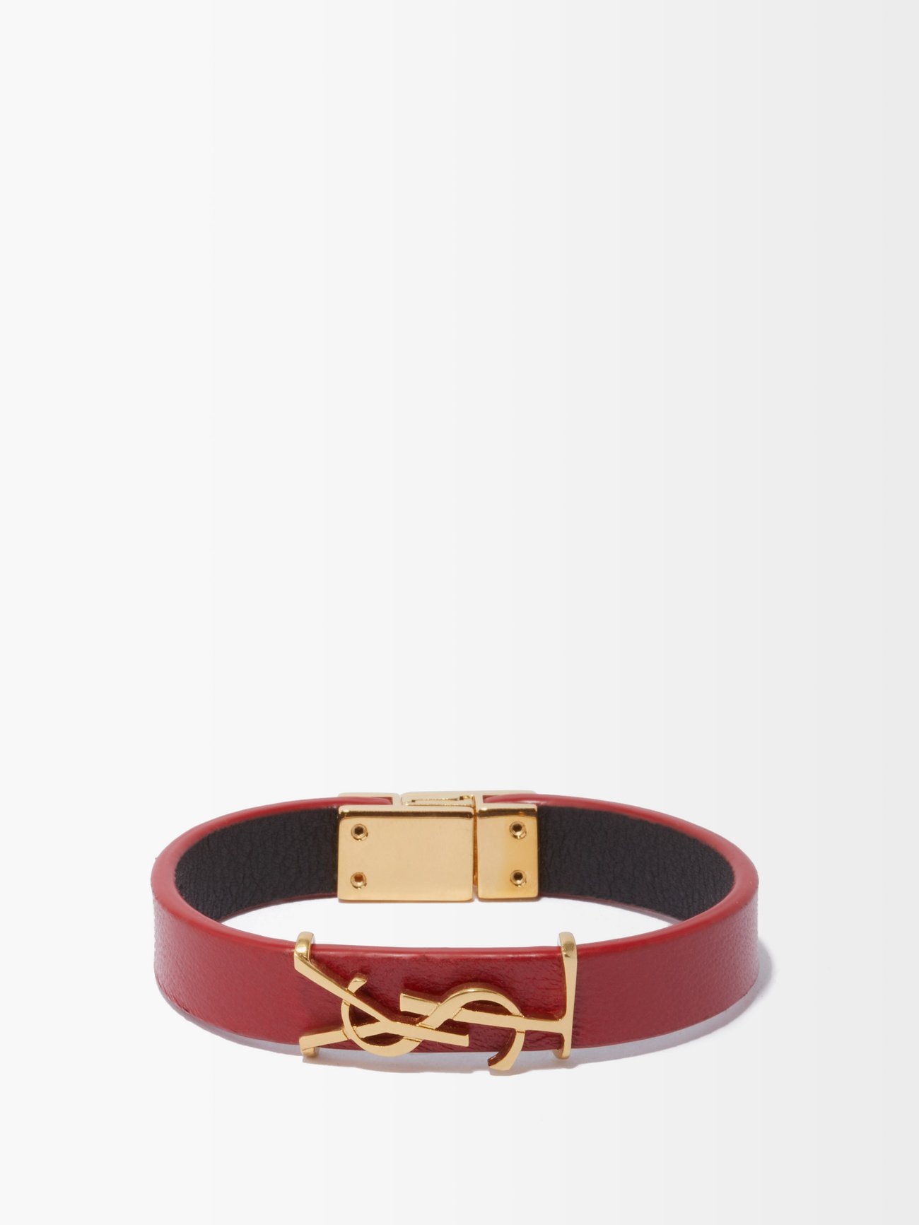 Saint Laurent Monogram Leather Belt in Red