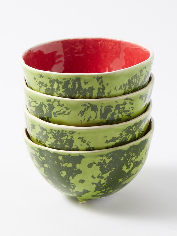 Bordallo Pinheiro Set of four watermelon earthenware bowls
