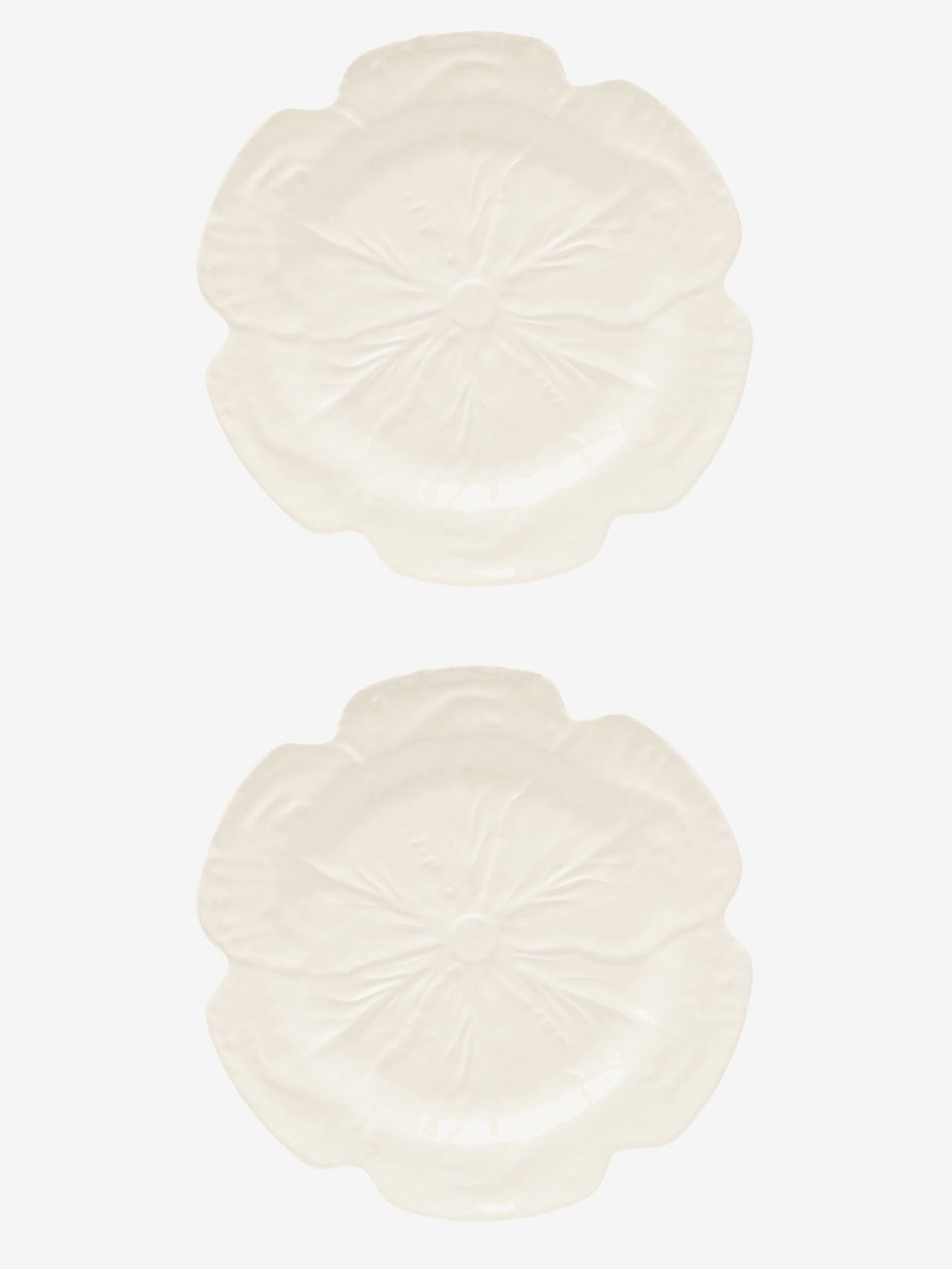 Bordallo Pinheiro Set of two cabbage earthenware charger plates