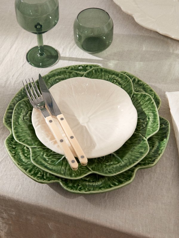 Bordallo Pinheiro Set of four cabbage earthenware side plates