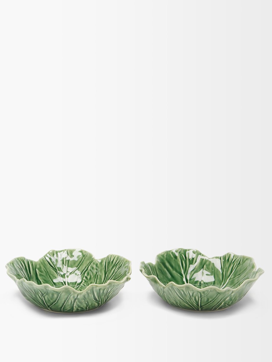 Bordallo Pinheiro Set of two cabbage earthenware bowls