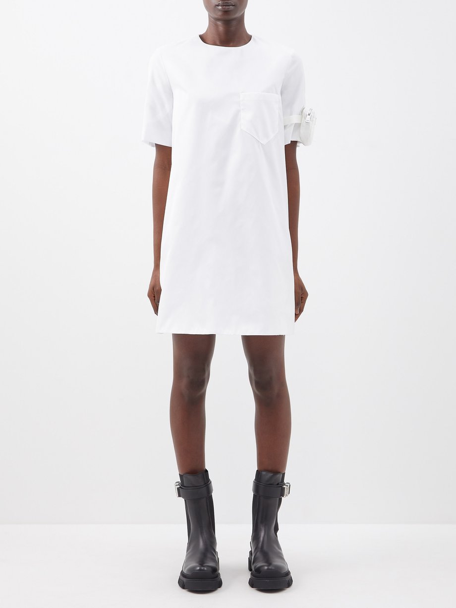 White Sleeve-pouch Re-Nylon mini dress | Prada | MATCHESFASHION AU