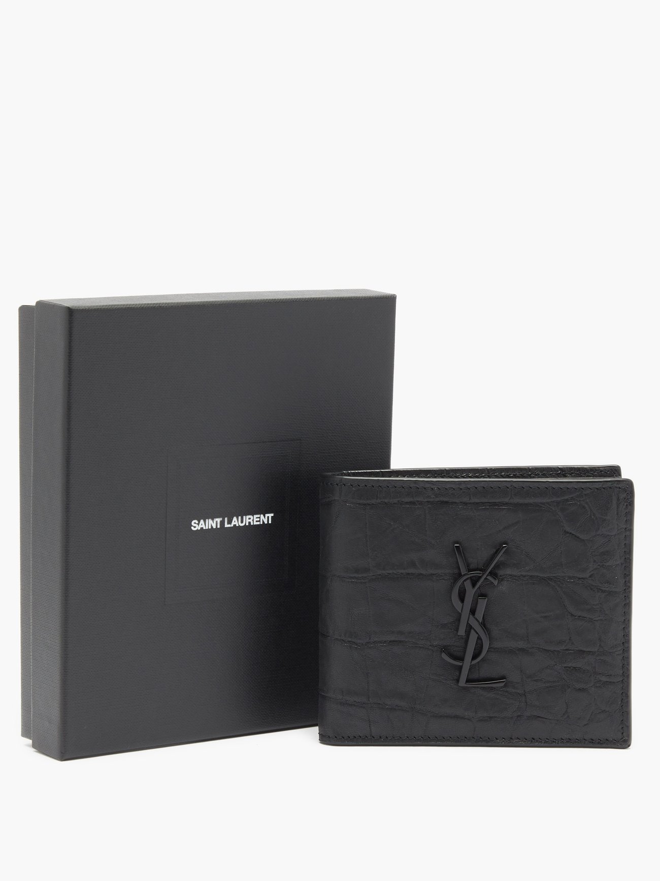 Men's Embossed Monogram Card Case Box in Black