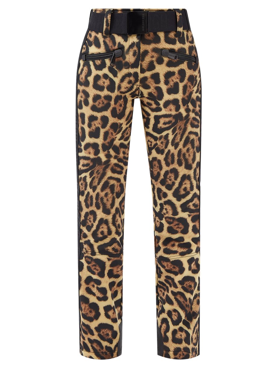 Neutral Jaguar-print belted softshell ski trousers | Goldbergh ...