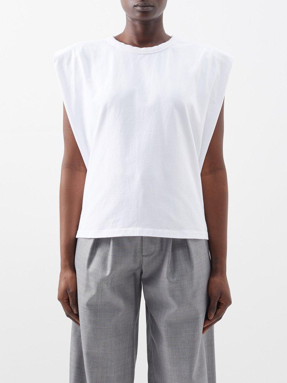 The Frankie Shop White Padded Shoulder Eva T-Shirt