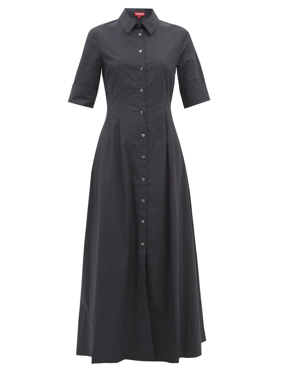 Black Joan cotton-blend shirt dress | Staud | MATCHESFASHION US