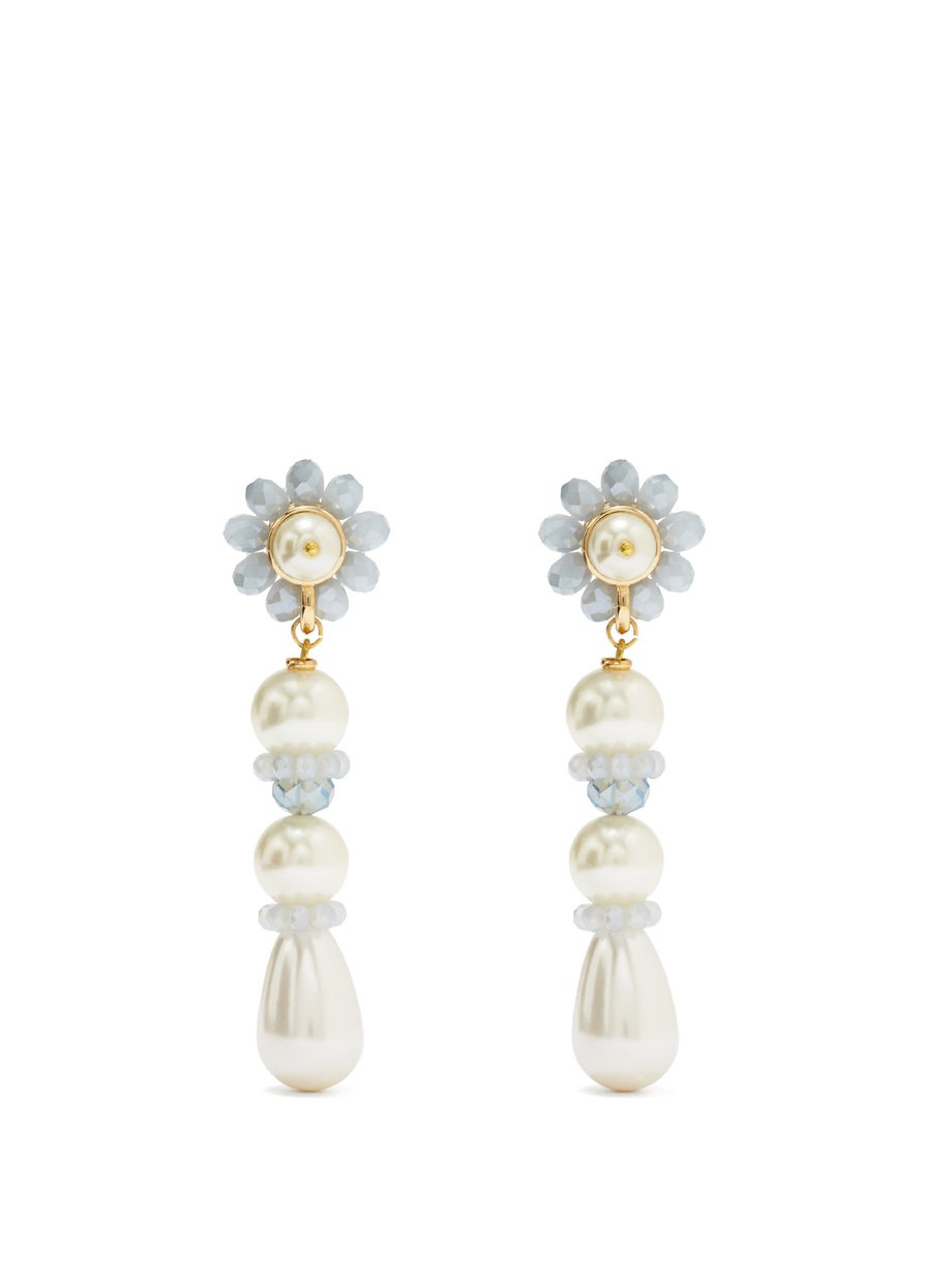 Blue Florian faux-pearl drop earrings | Shrimps | MATCHESFASHION UK