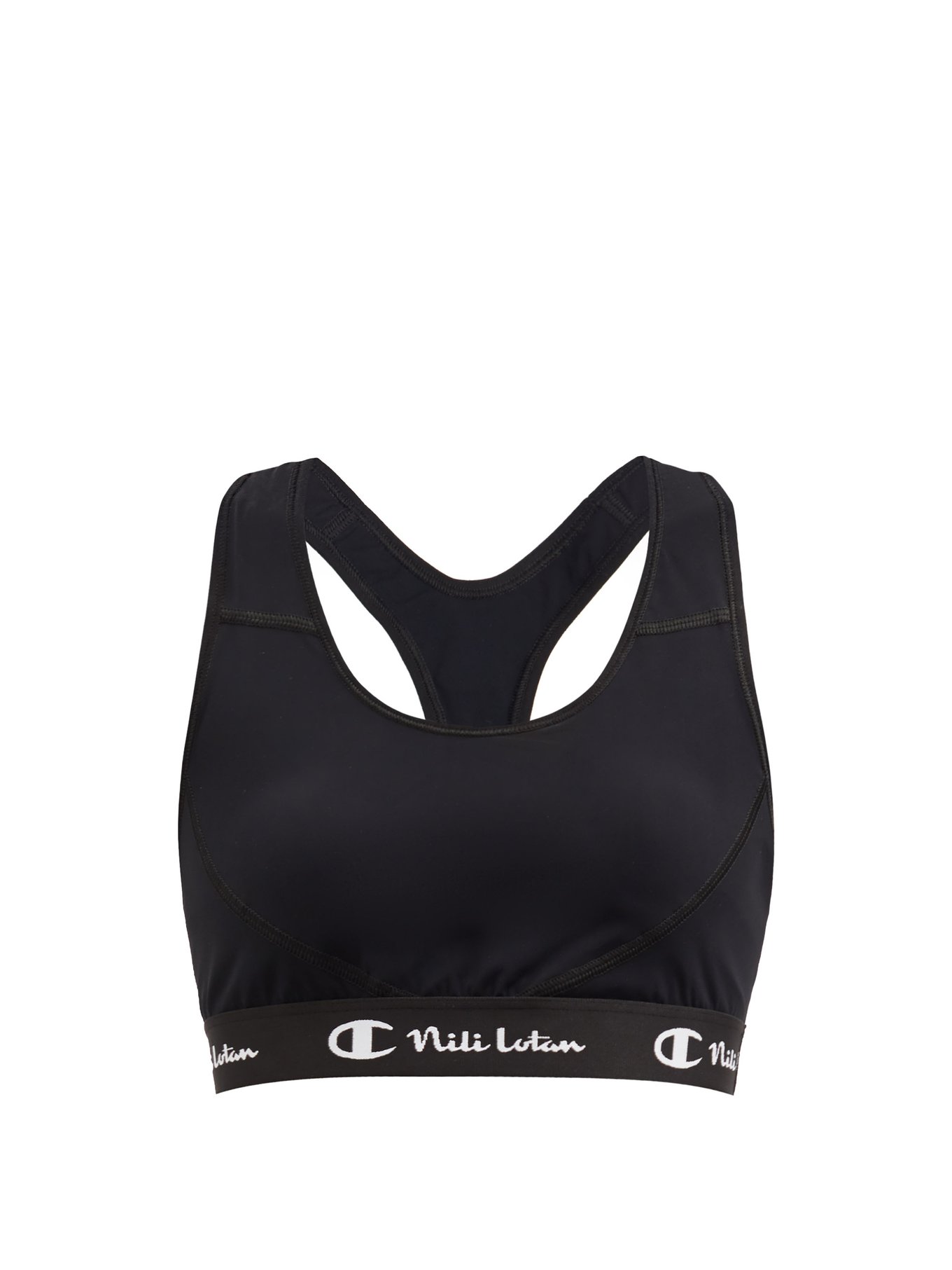 Black Logo-jacquard stretch-jersey low-impact sports bra | Nili Lotan | MATCHESFASHION