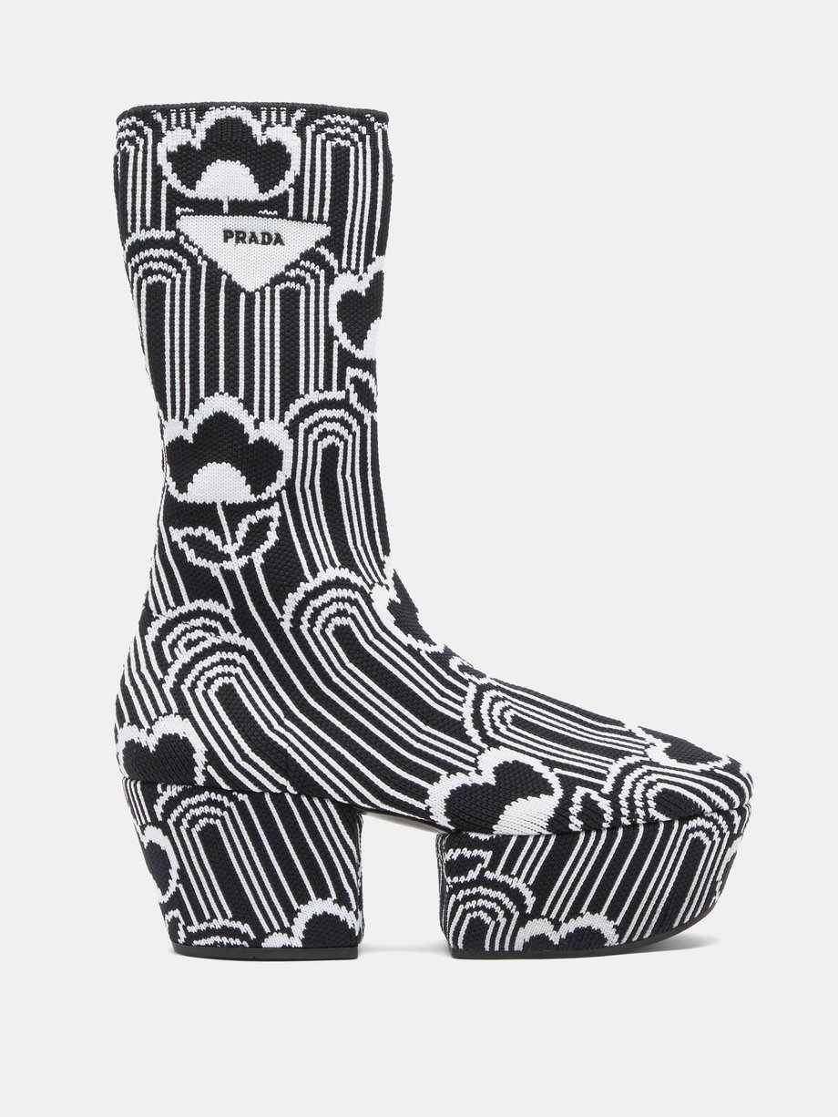 Prada Floral-jacquard platform boots