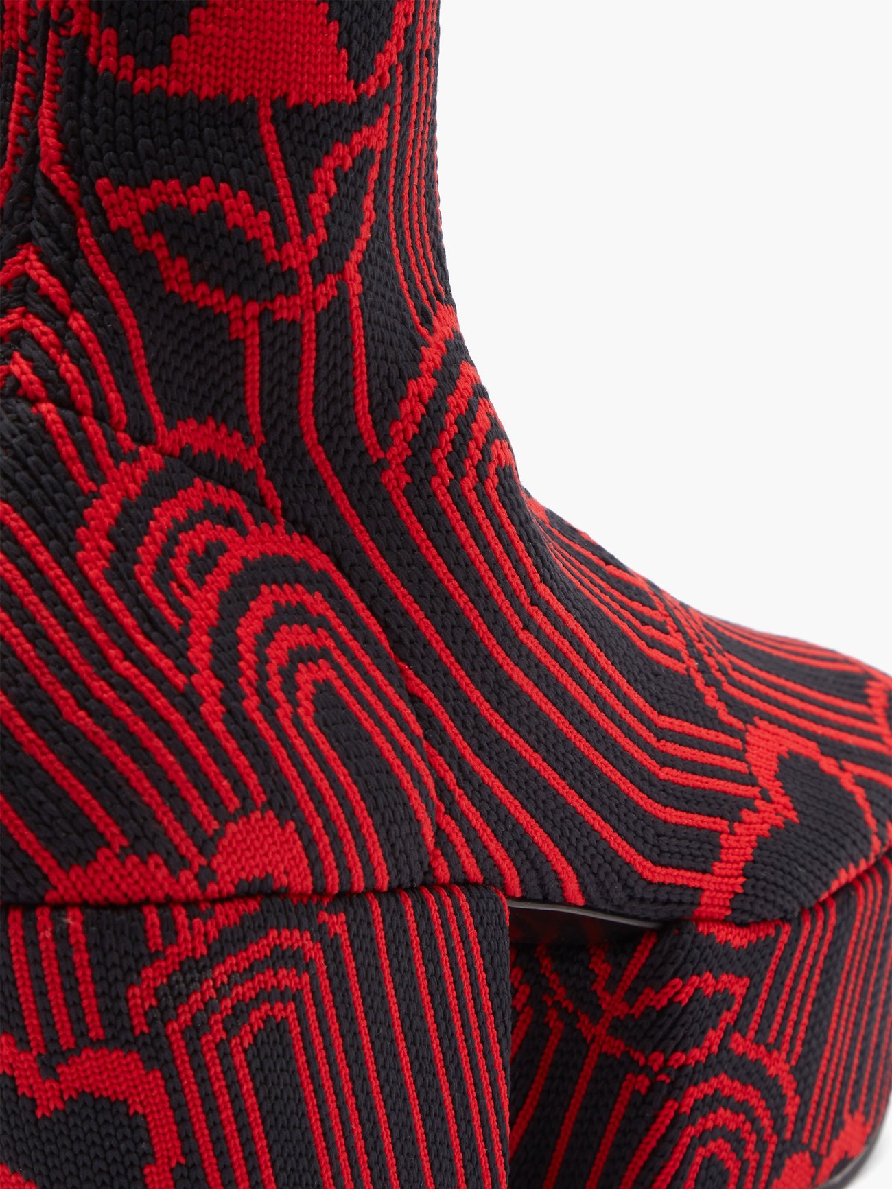 Jaquard Embroidered Boots by Prada in Red color for Luxury Clothing