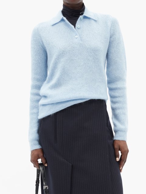 Blue Point-collar mohair-blend sweater | Prada | MATCHES UK