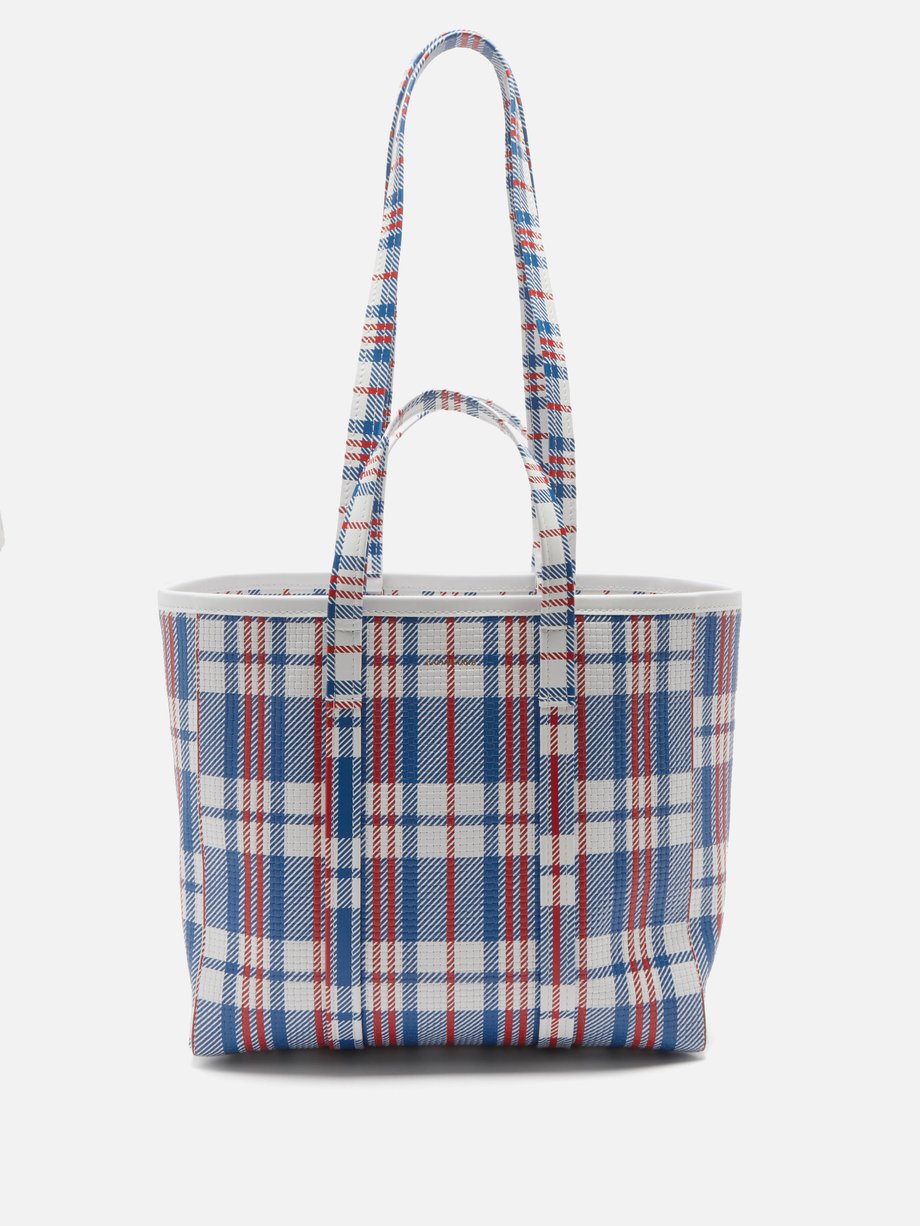Print Barbes checked embossed-leather tote bag | Balenciaga | MATCHES UK