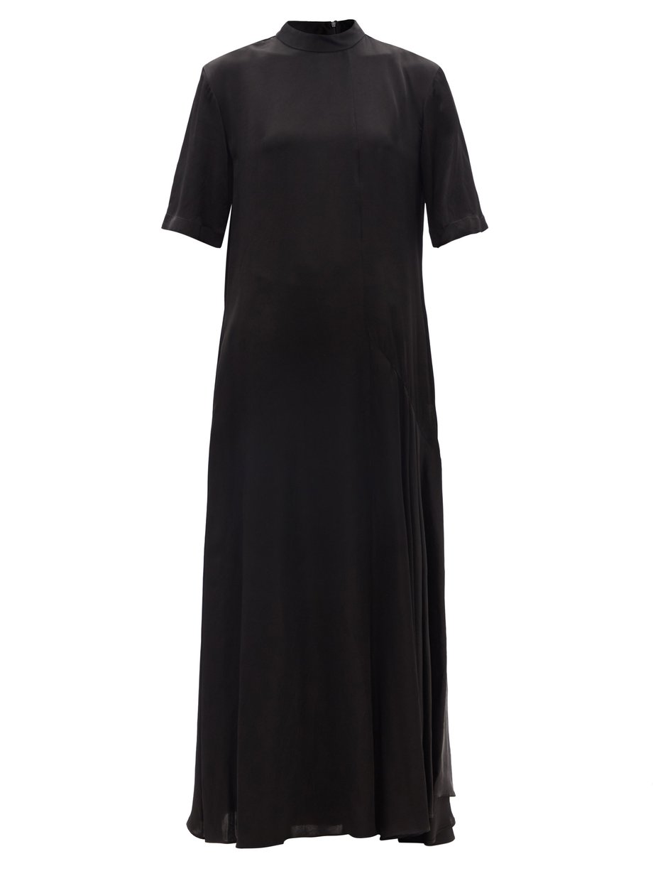 Black Stand-collar cupro T-Shirt dress | Raey | MATCHESFASHION UK