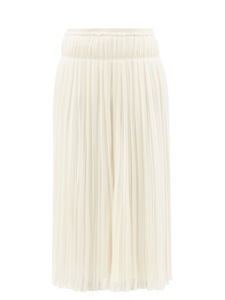 White High-rise pleated wool midi skirt | Chloé | MATCHESFASHION US