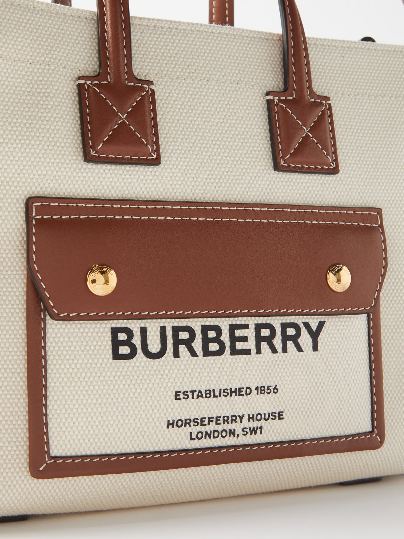 Burberry Mini Canvas Horseferry Tote - Neutrals Totes, Handbags - BUR368773