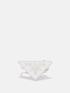 Prada Triangle logo-plaque silver single earring