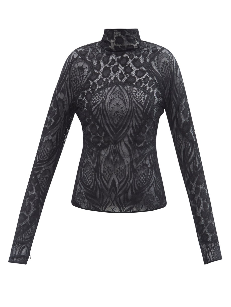 Tom Ford High-neck Chantilly-lace blouse