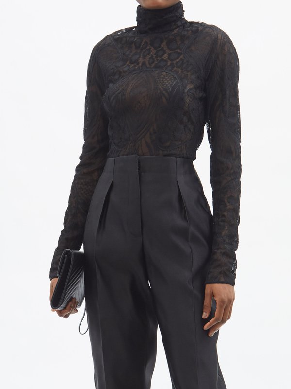 Tom Ford High-neck Chantilly-lace blouse